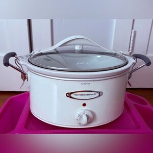 5 Qt Hamilton Beach White Slow Cooker with Glass Lid